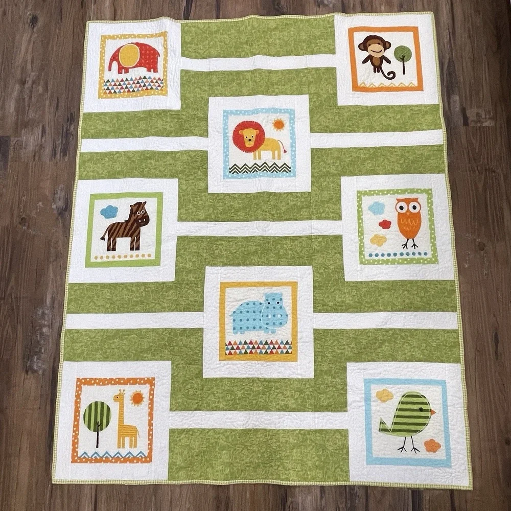 Ann‎ Kelle Urban Zoologie Baby Quilt A Day at the Zoo 45x56 Handmade
